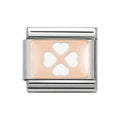 NOM ROSE GOLD WHT ENAMEL FOUR LEAF CLOVER