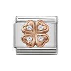NOM ROSE GOLD WHT FOUR LEAF CLOVER CZ 430302.04