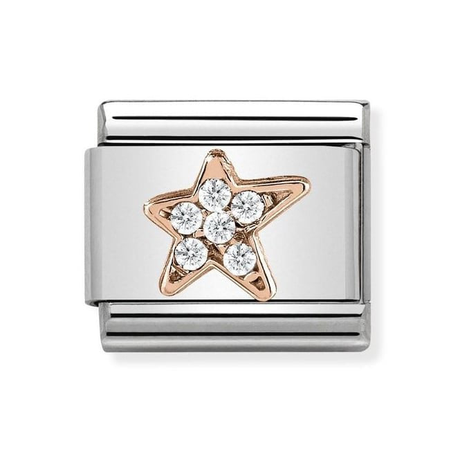 NOM ROSE GOLD ASYMMETRIC STAR WHT CZ
