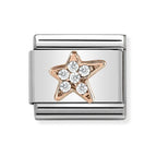 NOM ROSE GOLD ASYMMETRIC STAR WHT CZ