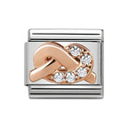 NOM ROSE GOLD WHT LOVE KNOT CZ