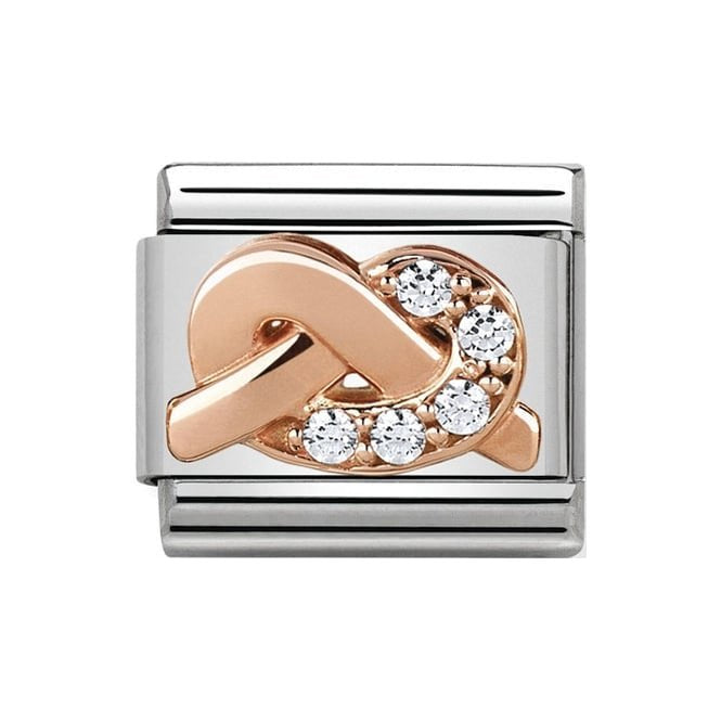 NOM ROSE GOLD WHT LOVE KNOT CZ