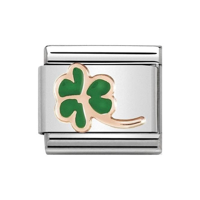 NOM ROSE GOLD GREEN CLOVER ENAMEL - SYMBOLS