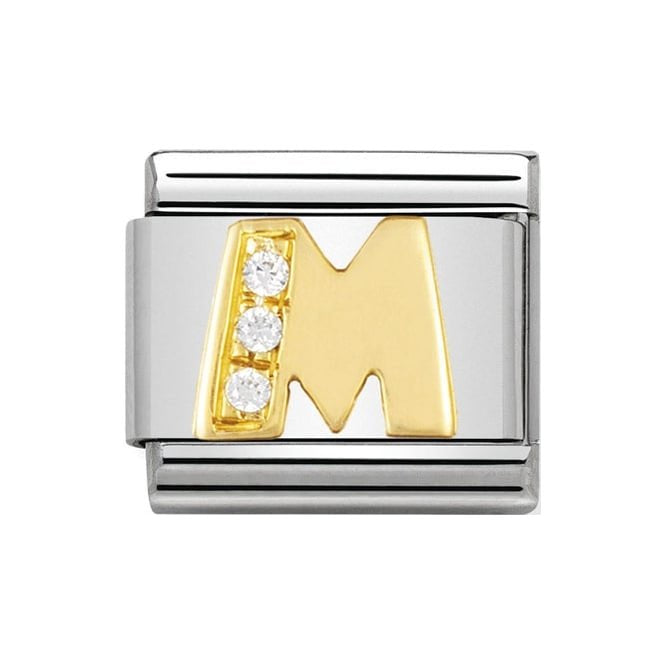 NOM M GOLD CZ LETTER-CZ INITIALS