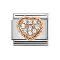 NOM ROSE GOLD HEART WHT CZ PAVE