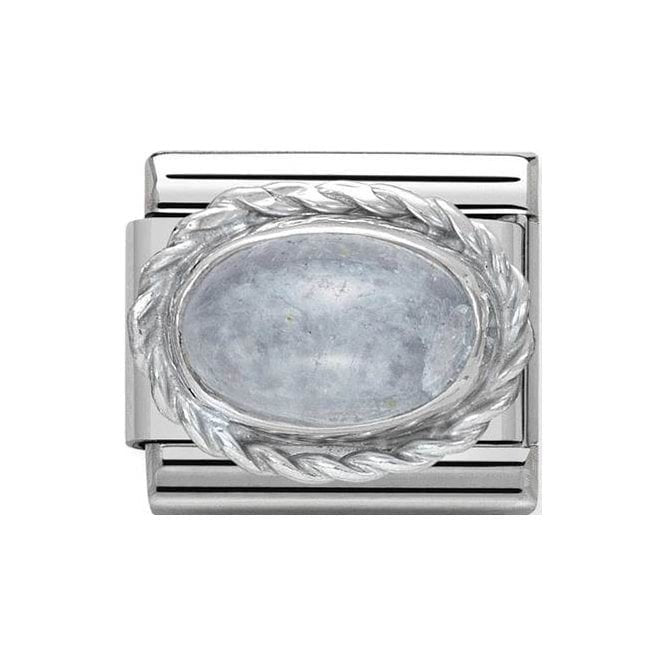 NOM OVAL AQUAMARINE SILV SHINE - PRECIOUS STONE