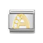 030301/01 NOMINATION A GOLD CZ LETTER - INITIALS