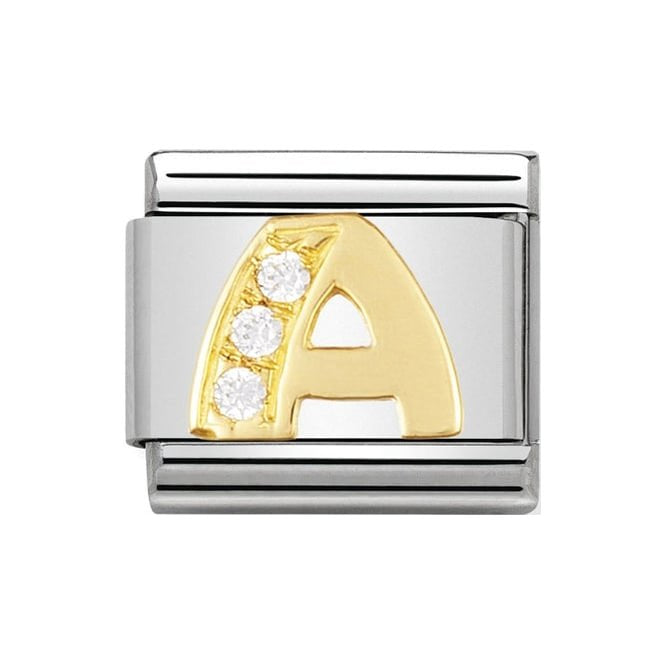 NOM A GOLD CZ LETTER - INITIALS