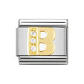 NOM B GOLD CZ LETTER-CZ INITIALS