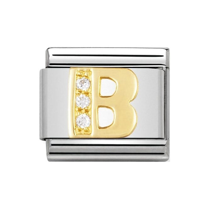 NOM B GOLD CZ LETTER-CZ INITIALS