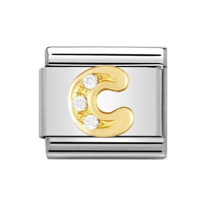 NOM C GOLD CZ LETTER-CZ INITIALS