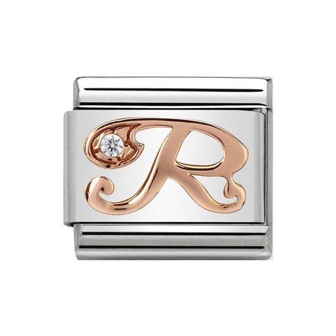 NOM LETTER R CZ ROSE GOLD