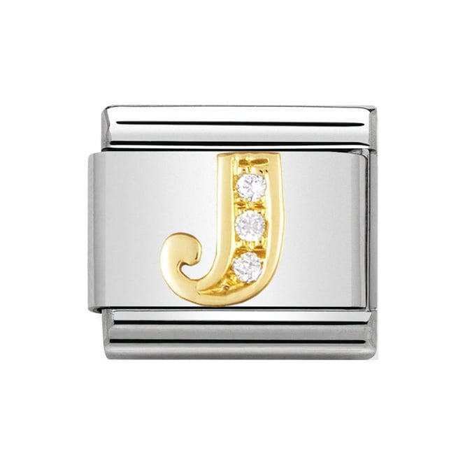NOM J GOLD CZ LETTER-CZ INITIALS