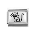 NOM SILV SH FAMILY CAT CHARM - OXYDISED