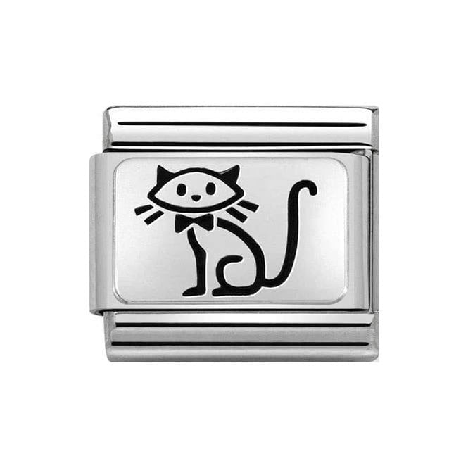 NOM SILV SH FAMILY CAT CHARM - OXYDISED