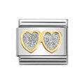 NOM DOUBLE SILVER HEARTS - GLITTER SYMBOLS