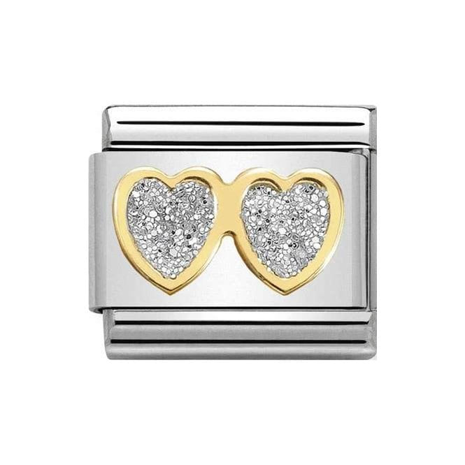 NOM DOUBLE SILVER HEARTS - GLITTER SYMBOLS