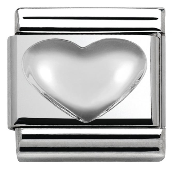NOM SILVER RAISED HEART SILV SHINE