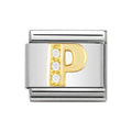 NOM P GOLD CZ LETTER-CZ INITIALS