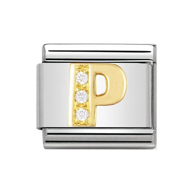 NOM P GOLD CZ LETTER-CZ INITIALS