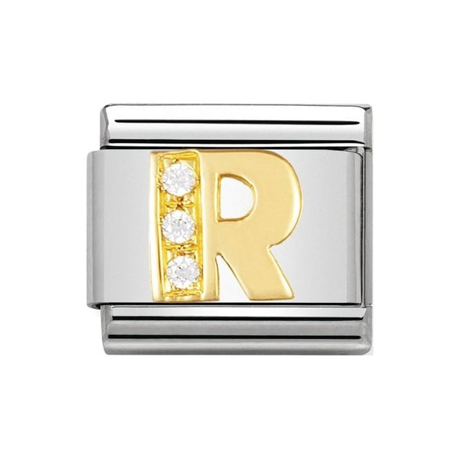 NOM R GOLD CZ LETTER-CZ INITIALS