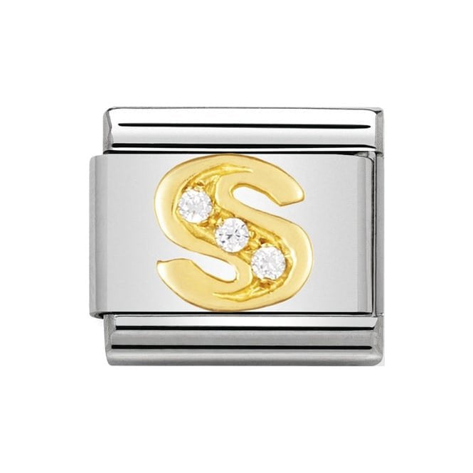 NOM S GOLD CZ LETTER-CZ INITIALS