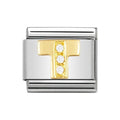 NOM T GOLD CZ LETTER-CZ INITIALS