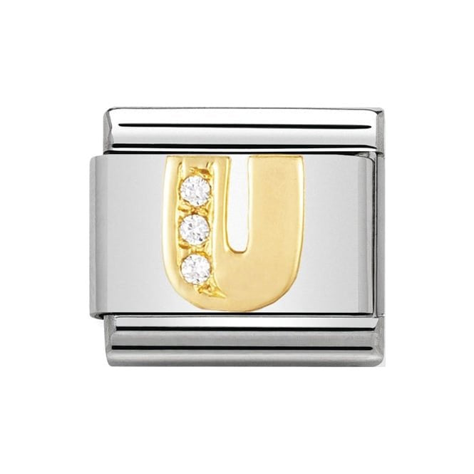 NOM U GOLD CZ LETTER-CZ INITIALS