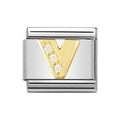 NOM V GOLD CZ LETTER-CZ INITIALS