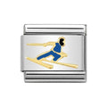 NOM ENAMEL SKIER BLUE CHARM - SPORTS