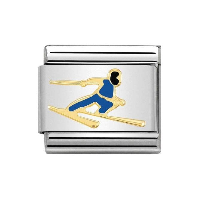 NOM ENAMEL SKIER BLUE CHARM - SPORTS