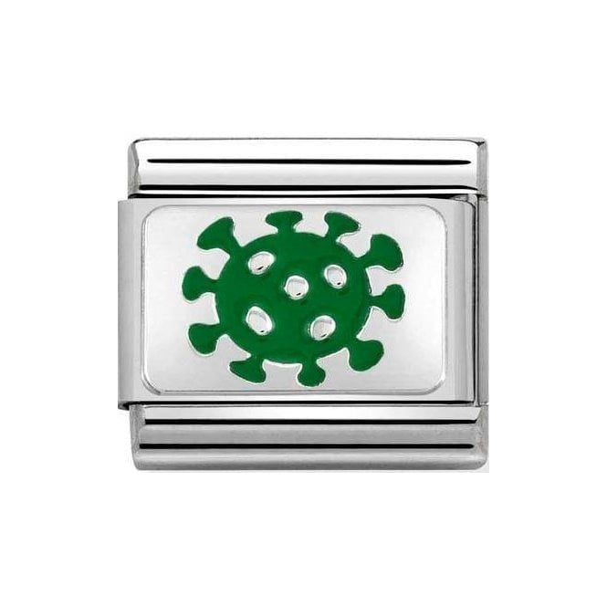 NOM ENAMEL GREEN CORONAVIRUS SILV SHINE - PLTE SYMBOL