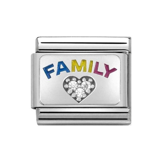 NOM CZ HEART FAMILY ENAMEL SILV SHINE