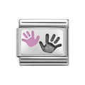 NOM SILV SH - PINK DAUGHTER PARENT HANDS CHARM