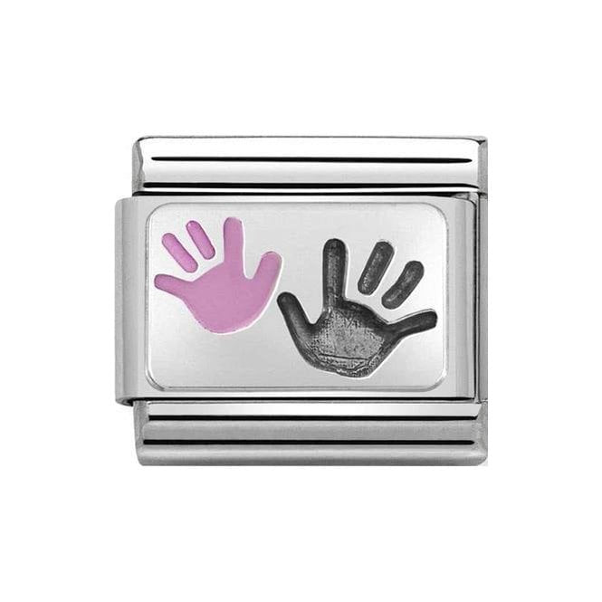 NOM SILV SH - PINK DAUGHTER PARENT HANDS CHARM