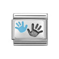 NOM SILV SH - BLUE SON PARENT HANDS CHARM