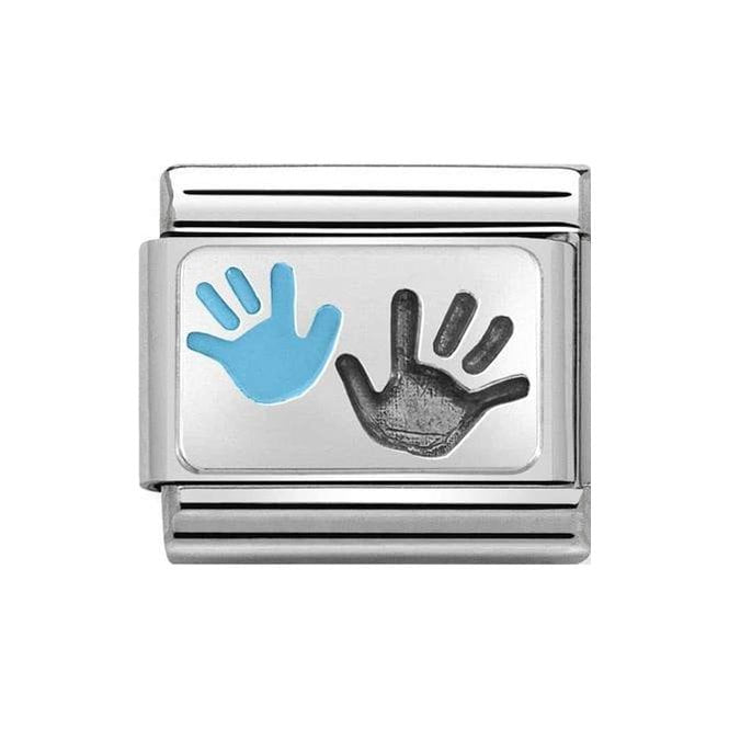 NOM SILV SH - BLUE SON PARENT HANDS CHARM