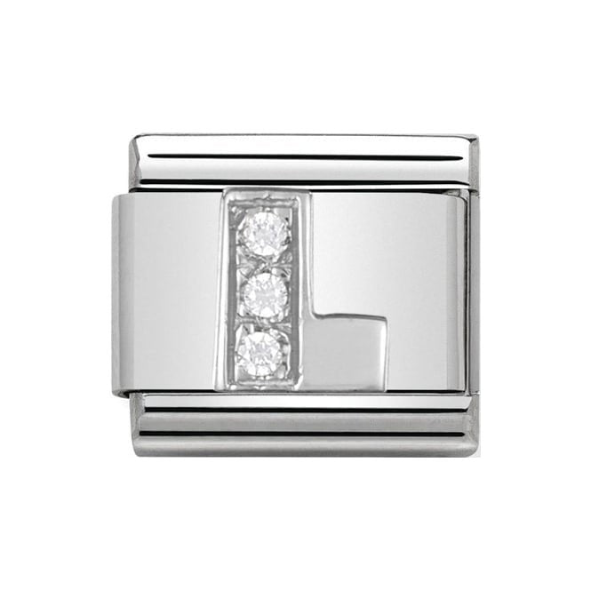 NOM L LETTER CZ SILV SHINE