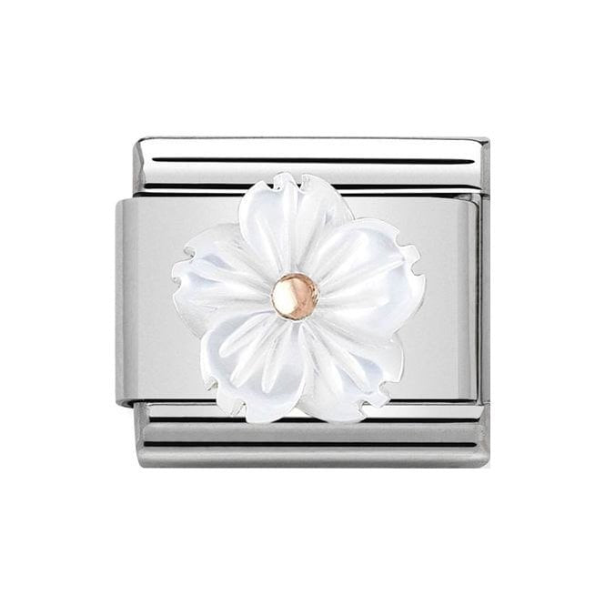 NOM ROSE GOLD FLOWER IN WHITE