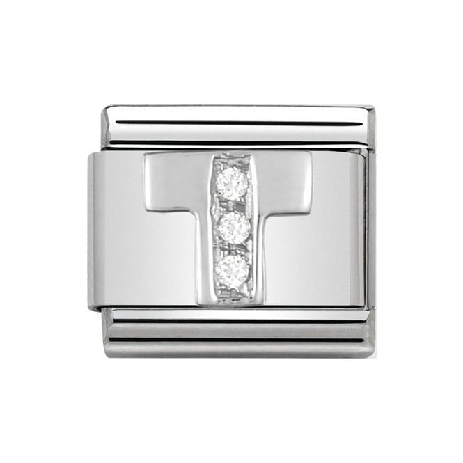 NOM T LETTER CZ SILV SHINE