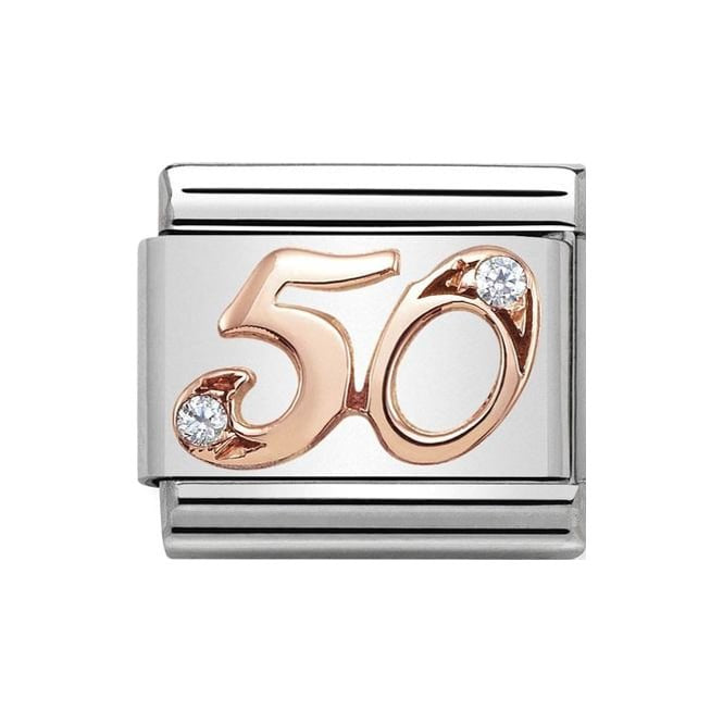 NOM NUMBER 50 FIFTY CZ ROSE GOLD