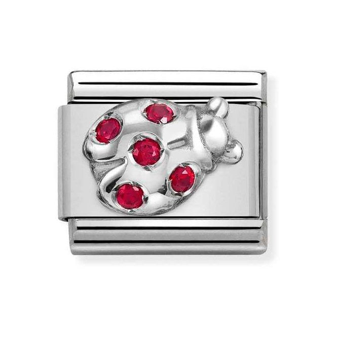 NOM RED LADYBUG MULTI CZ SILV SHINE