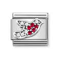 NOM SILV SH ROBIN RED CZ CHARM