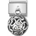 NOM WHITE PEARL HEARTS DANGLE - ROUND CAGES