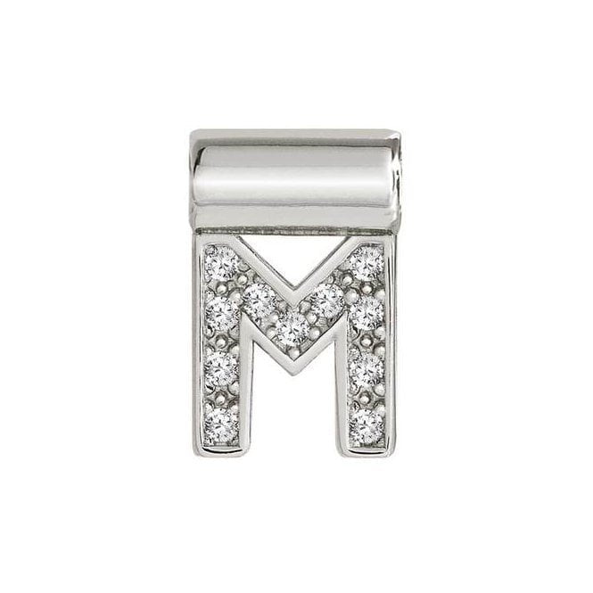 NOM SEIMIA M SILVER CZ LETTERS