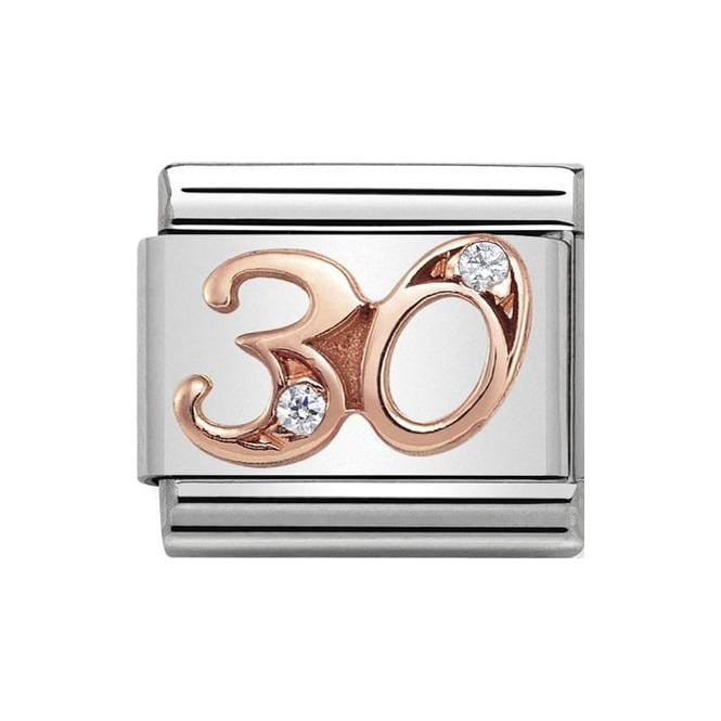NOM NUMBER 30 THIRTY CZ ROSE GOLD