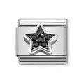 NOM SILV BLK STAR CZ CHARM