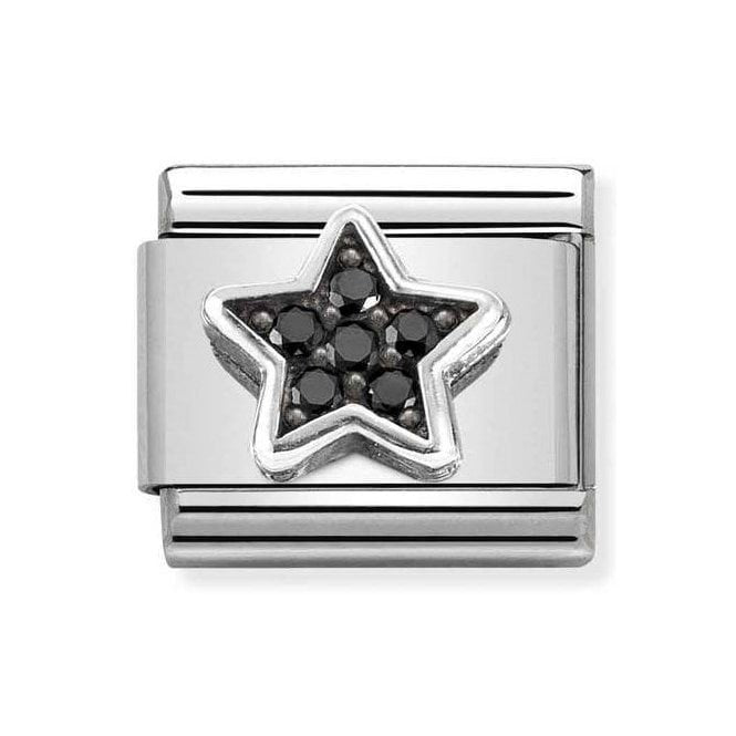 NOM SILV BLK STAR CZ CHARM