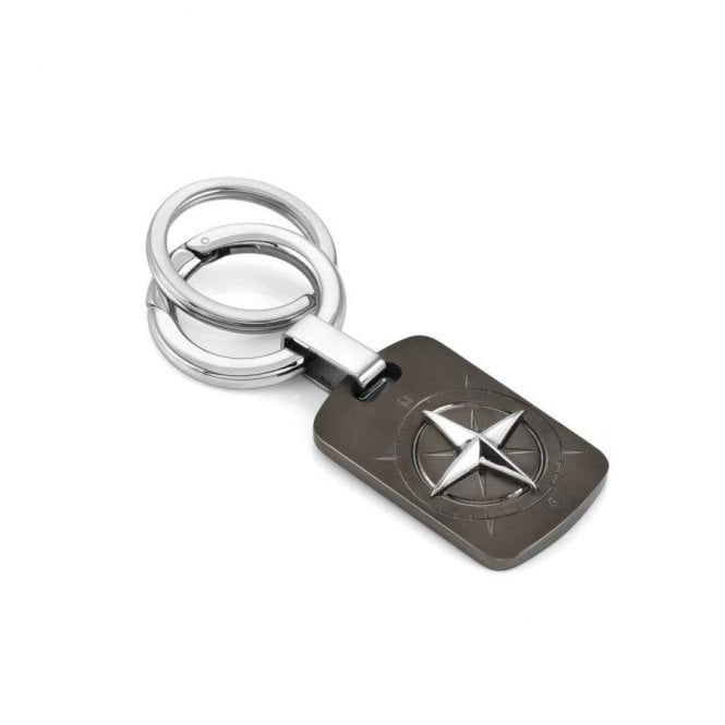 NOM SS RECT BLACK PVD COMPASS KEYRINGS