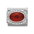 NOM OVAL RED AGATE ROPE EDGE SILV - HARD STONE